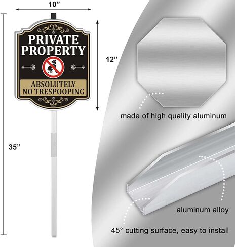 Private Property Absolutely No Trespooping Sign No Poop Clean Up After Dog Pets Be Respectful Protect Your Beautiful Lawn or Yard 12" x 10" With 35" Long Metal Stake With Stand Aluminum Outdoor in Saudi Arabia