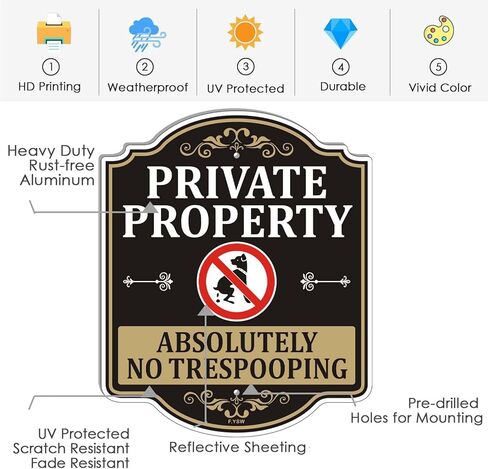 Private Property Absolutely No Trespooping Sign No Poop Clean Up After Dog Pets Be Respectful Protect Your Beautiful Lawn or Yard 12" x 10" With 35" Long Metal Stake With Stand Aluminum Outdoor in Saudi Arabia