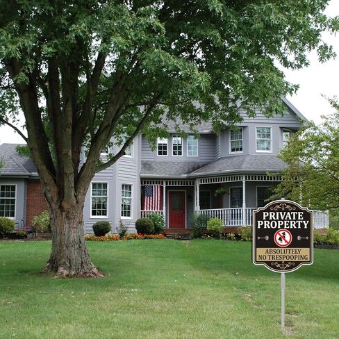 Private Property Absolutely No Trespooping Sign No Poop Clean Up After Dog Pets Be Respectful Protect Your Beautiful Lawn or Yard 12" x 10" With 35" Long Metal Stake With Stand Aluminum Outdoor in Saudi Arabia