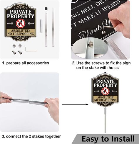 Private Property Absolutely No Trespooping Sign No Poop Clean Up After Dog Pets Be Respectful Protect Your Beautiful Lawn or Yard 12" x 10" With 35" Long Metal Stake With Stand Aluminum Outdoor in Saudi Arabia