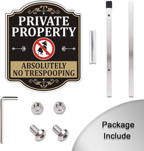Private Property Absolutely No Trespooping Sign No Poop Clean Up After Dog Pets Be Respectful Protect Your Beautiful Lawn or Yard 12" x 10" With 35" Long Metal Stake With Stand Aluminum Outdoor in Saudi Arabia