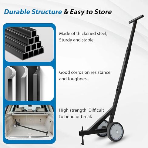 Heavy Duty Manhole Cover Hook with Double Wheels, Multipurpose Lifting and Pulling Tool for Manhole Covers/Septic Tanks/Sewer Lids/Storm Drains in Kuwait