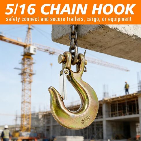 خطاف منزلق Clevis مقاس 5/16 بوصة مع مزلاج، خطاف سلسلة فولاذي آمن، خطاف منزلق Clevis شديد التحمل، لسلسلة نقل من الدرجة 5/16 بوصة، لسحب شاحنة النقل البحرية، سعة 5400 رطل، عبوتان in Kuwait