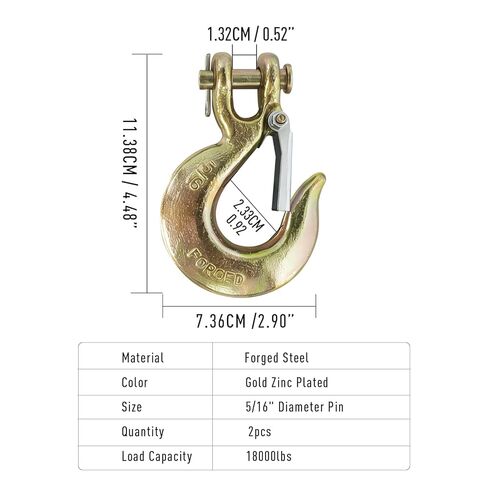 خطاف منزلق Clevis مقاس 5/16 بوصة مع مزلاج، خطاف سلسلة فولاذي آمن، خطاف منزلق Clevis شديد التحمل، لسلسلة نقل من الدرجة 5/16 بوصة، لسحب شاحنة النقل البحرية، سعة 5400 رطل، عبوتان in Kuwait