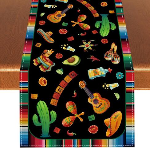 Cinco De Mayo Table Runner Mexican Table Cloth Cinco De Mayo Decorations Mexican 5 De Mayo Fiesta Party Decorations and Supplies Forhome Kitchen Table-13×72'' in Saudi Arabia