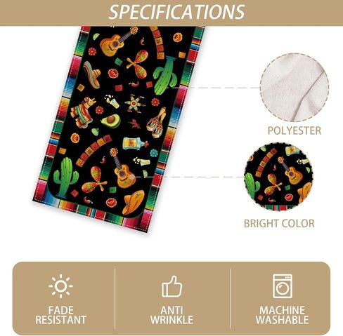 Cinco De Mayo Table Runner Mexican Table Cloth Cinco De Mayo Decorations Mexican 5 De Mayo Fiesta Party Decorations and Supplies Forhome Kitchen Table-13×72'' in Saudi Arabia