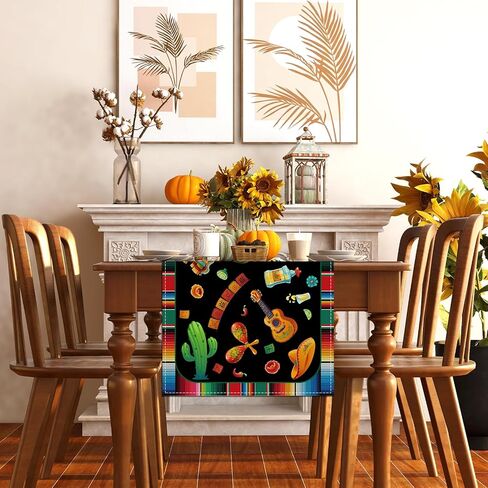 Cinco De Mayo Table Runner Mexican Table Cloth Cinco De Mayo Decorations Mexican 5 De Mayo Fiesta Party Decorations and Supplies Forhome Kitchen Table-13×72'' in Saudi Arabia