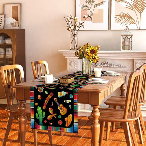 Cinco De Mayo Table Runner Mexican Table Cloth Cinco De Mayo Decorations Mexican 5 De Mayo Fiesta Party Decorations and Supplies Forhome Kitchen Table-13×72'' in Saudi Arabia