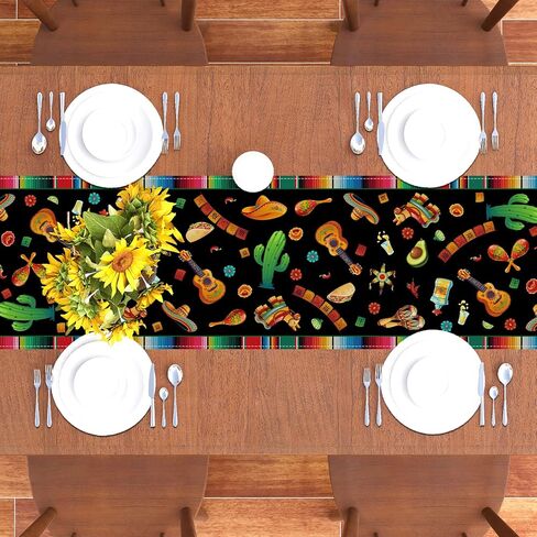 Cinco De Mayo Table Runner Mexican Table Cloth Cinco De Mayo Decorations Mexican 5 De Mayo Fiesta Party Decorations and Supplies Forhome Kitchen Table-13×72'' in Saudi Arabia