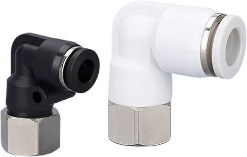 Pneumatic Connector PLF Black And White Elbow L-Type Internal Thread Screw PLF6-01/8-02 Quick Plugs-In 90-Degree Right Angle 1Pcs(Whiteplf6-02) in Kuwait