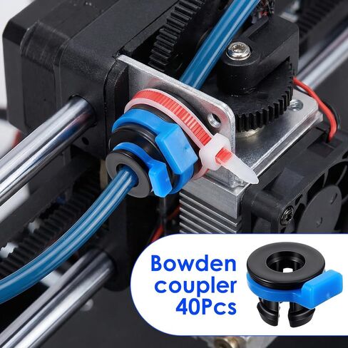 40pcs Bowden Tube Coupler Set - 1.75inch Coupler Collet Clamp Clip Bowden Collet and Clip Set for 3D Printer Accessories, Bowden Coupling Clips Fixed 4mm Tube Filament Printer Parts in Saudi Arabia