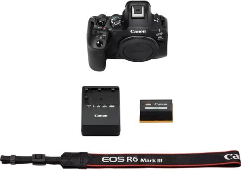 كاميرا Canon EOS R6 Mark III بدون مرآة مع RF24-105mm F4-7.1 هي حزمة عدسة STM 7084C018 مع بطاقة Lexar سعة 64 جيجابايت SDXC وحقيبة كاميرا Deco Essentials ومجموعة Corel Photo Video in Saudi Arabia