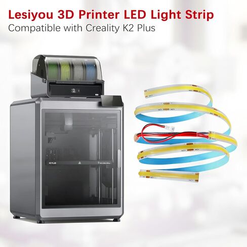 شريط إضاءة LED للطابعة ثلاثية الأبعاد، طقم استبدال أضواء شريط LED متوافق مع Creality K2 Plus K2P، طقم شريط إضاءة LED أبيض ساطع 24 فولت مع شريط دعم لاصق التوصيل والتشغيل in Kuwait
