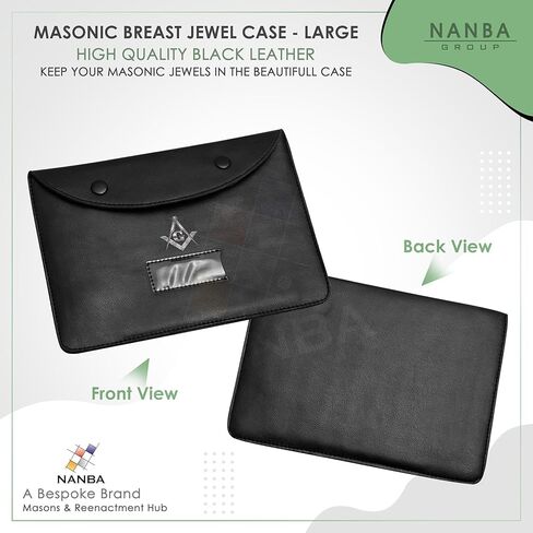 حافظة مجوهرات بجيب من Masonic Regalia محفظة جلدية مع بطانة ناعمة للمجوهرات والدبابيس والشارات من Freemason Lodge - بوصلة مربعة مطبوعة باللون الفضي (متوسط) in Saudi Arabia