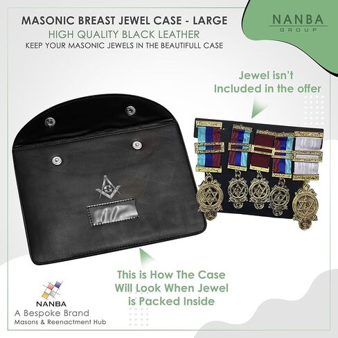 حافظة مجوهرات بجيب من Masonic Regalia محفظة جلدية مع بطانة ناعمة للمجوهرات والدبابيس والشارات من Freemason Lodge - بوصلة مربعة مطبوعة باللون الفضي (متوسط) in Saudi Arabia