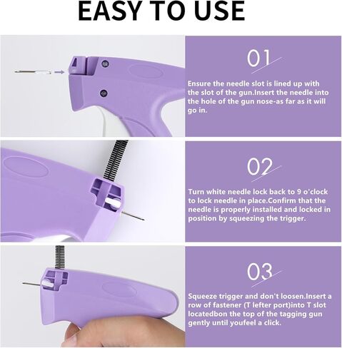 Stitchy Gun-Stitch Gun for Clothes-Tagging Gun for Clothing-Stitchy Quick Clothing Fixer-Includes 6 Needle, 1000 Black & 1000 White Fasteners in Kuwait