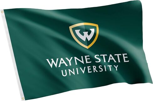 علم جامعة WSU من Desert Cactus Wayne State - لافتة محاربين مقاس 3 × 5 أقدام، قماش متين للاستخدام الداخلي/الخارجي، تصميم بوليستر 100% (النمط 1) in Saudi Arabia