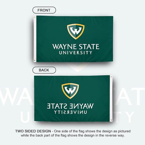علم جامعة WSU من Desert Cactus Wayne State - لافتة محاربين مقاس 3 × 5 أقدام، قماش متين للاستخدام الداخلي/الخارجي، تصميم بوليستر 100% (النمط 1) in Saudi Arabia