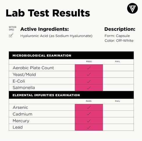 Vital Vitamins Hyaluronic Acid Supplements - Made with 200mg of Low Molecular Weight Hyaluronic Acid - Supports Skin Hydration & Elasticity from Within - 60 Capsules, 60 Servings in Kuwait