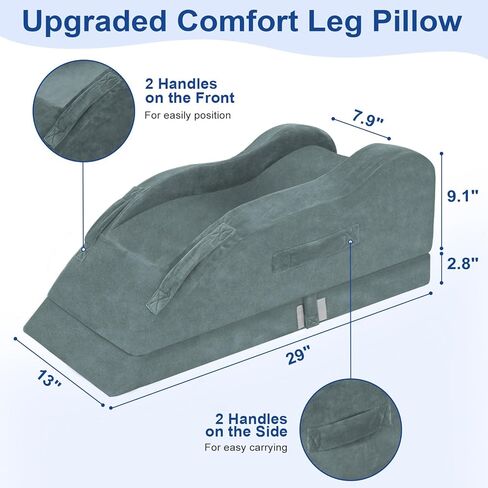 KingPavonini Adjustable Leg Elevation Pillows for After Surgery, Ergonomic Curve Keeps Knee Straight, Memory Foam Leg Pillow Elevation for Blood Circulation, Swelling and Pain Relief (Single Leg) in Saudi Arabia