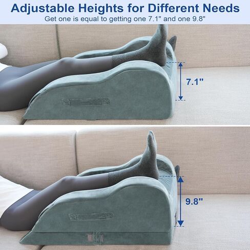 KingPavonini Adjustable Leg Elevation Pillows for After Surgery, Ergonomic Curve Keeps Knee Straight, Memory Foam Leg Pillow Elevation for Blood Circulation, Swelling and Pain Relief (Single Leg) in Saudi Arabia