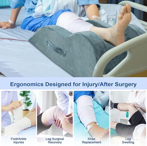 KingPavonini Adjustable Leg Elevation Pillows for After Surgery, Ergonomic Curve Keeps Knee Straight, Memory Foam Leg Pillow Elevation for Blood Circulation, Swelling and Pain Relief (Single Leg) in Saudi Arabia