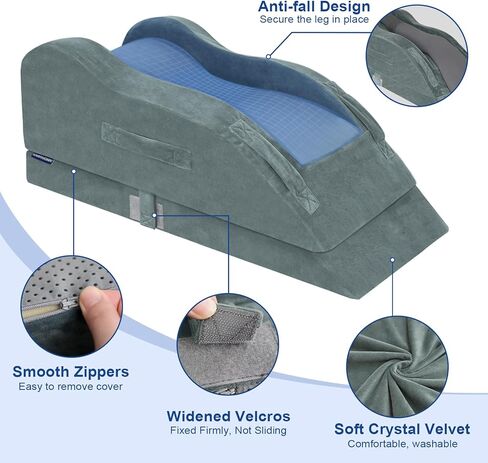 KingPavonini Adjustable Leg Elevation Pillows for After Surgery, Ergonomic Curve Keeps Knee Straight, Memory Foam Leg Pillow Elevation for Blood Circulation, Swelling and Pain Relief (Single Leg) in Saudi Arabia