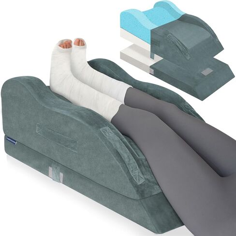 KingPavonini Adjustable Leg Elevation Pillows for After Surgery, Ergonomic Curve Keeps Knee Straight, Memory Foam Leg Pillow Elevation for Blood Circulation, Swelling and Pain Relief (Single Leg) in Kuwait