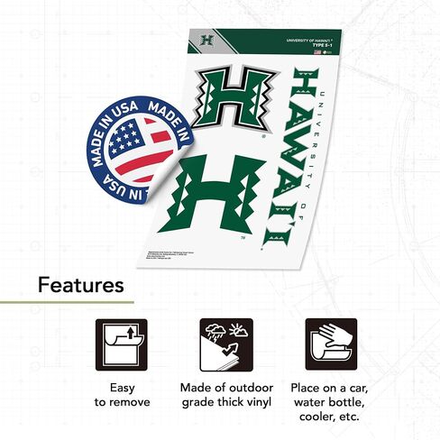 Desert Cactus University of Hawaii Sticker Rainbow Warriors UH Vinyl Decals Laptop Water Bottle Car Scrapbook T5 (Type 5-1) in Saudi Arabia