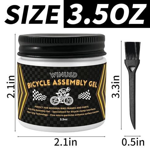 Bicycle Assembly Gel 3.53oz, Fiber Grip Carbon Assembly Gel, Anti-Slip Assembly Paste for Carbon Seatpost, Stem & Handlebar, Bike Grease for Road MTB - Reduces Slippage, Prevents Over-Tightening in Saudi Arabia