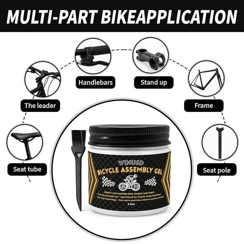 Bicycle Assembly Gel 3.53oz, Fiber Grip Carbon Assembly Gel, Anti-Slip Assembly Paste for Carbon Seatpost, Stem & Handlebar, Bike Grease for Road MTB - Reduces Slippage, Prevents Over-Tightening in Saudi Arabia