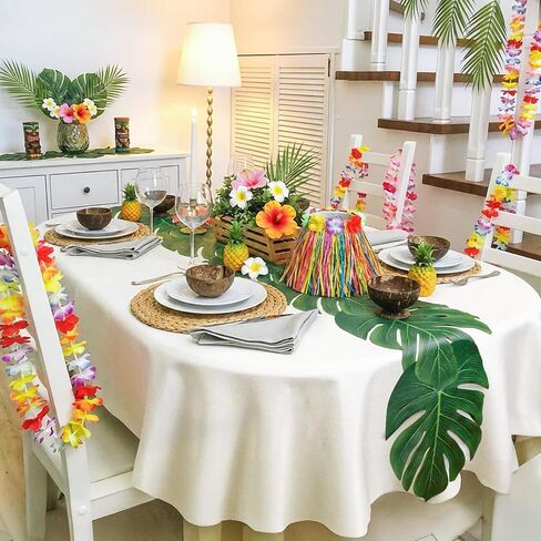 AerWo 12Pcs Palm Leaves Green Table Runner, Artificial Leaves Summer Tropical Leaf Table Runners 72 inches Long for Wedding Moana Jungle Safari Tropical Luau Hawaiian Party Decorations in Saudi Arabia