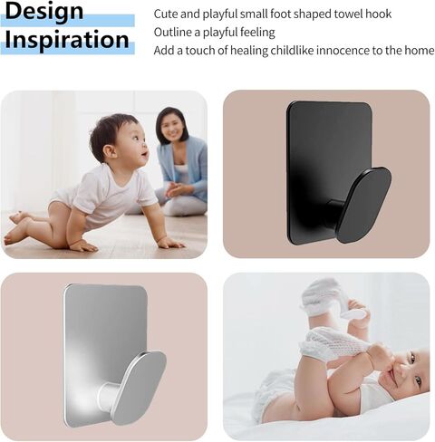 خطافات مناشف لاصقة للحمام، 4 خطافات حائط من الفولاذ المقاوم للصدأ باللون الأسود غير اللامع، خطافات لاصقة شديدة التحمل بدون حفر للمناشف والمعاطف والسترات والمطبخ والدش والمركبات الترفيهية وديكور الشقق in Kuwait