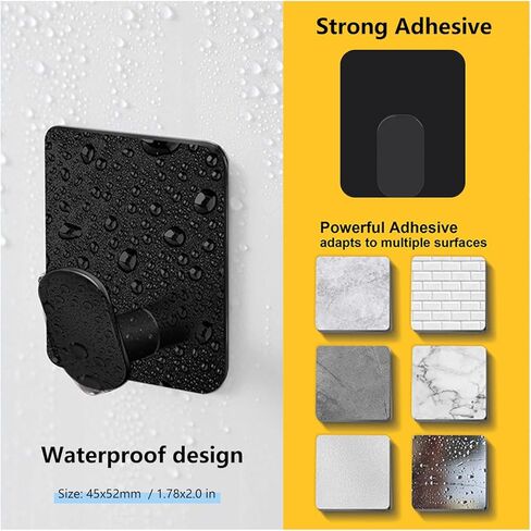 خطافات مناشف لاصقة للحمام، 4 خطافات حائط من الفولاذ المقاوم للصدأ باللون الأسود غير اللامع، خطافات لاصقة شديدة التحمل بدون حفر للمناشف والمعاطف والسترات والمطبخ والدش والمركبات الترفيهية وديكور الشقق in Kuwait