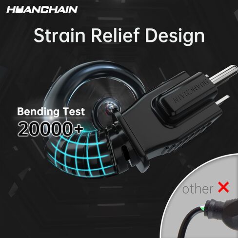 HUANCHAIN ​​سلك تمديد أسود داخلي وخارجي بطول 100 قدم مقاوم للماء، سلك تمديد مرن مقاوم للبرد مقاس 16/3 خارجيًا، 10 أمبير 1250 وات 16AWG SJTW، كابل كهربائي 3 شقوق، ETL in Kuwait