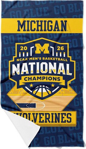 منشفة شاطئ وافل خالية من الرمال من Northwest NCAA Michigan Wolverines 2026 للرجال لكرة السلة الوطنية، حمام بوليستر خفيف الوزن وسريع الجفاف، معدات مروحة السفر للسباحة في حمام السباحة، 35 × 60 بوصة in Saudi Arabia