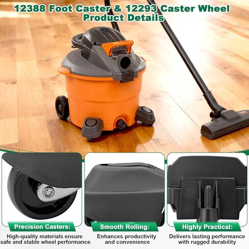 عجلة قدم 12388 وعجلة 12293 تناسب قطع غيار عجلات التفريغ Ridgid Shop Vac من 6 إلى 16 جالون، استبدل WD16650 WD06350 WD1665M WD1635 WD1635M WD1245M WD12500 WD12460 in Saudi Arabia