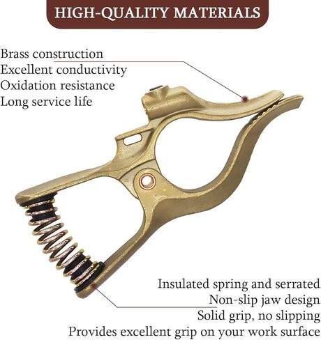 T-Style Welding Ground Clamp, 300-Amp Brass Welding Ground Earth Grip Clip with Smooth Surface, Heavy Duty Manual Automotive Repair Accessories, Universal for Vehicles in Saudi Arabia
