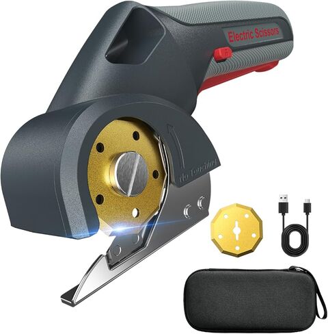 2025 Upgrade 4V Cordless Cutting Tool, Cardboard Cutter with 2 Titanium Blades, 2000mAh Battery, Electric Chop Saw for Fabric, Cardboard, Leather, Carpet - Ash Grey in Saudi Arabia