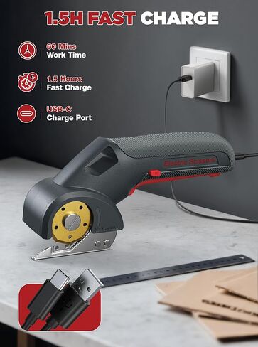 2025 Upgrade 4V Cordless Cutting Tool, Cardboard Cutter with 2 Titanium Blades, 2000mAh Battery, Electric Chop Saw for Fabric, Cardboard, Leather, Carpet - Ash Grey in Saudi Arabia