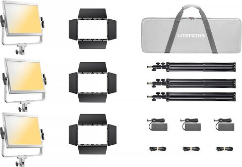 Godox Litemons RGB LED Light Panel 3-Light Kit 36W, 1800–10000K Full Color, CRI 96, App & Onboard Control, NP-F Battery Support, Barndoors & Case for Video, Vlogging, Studio (LP400RK3) in Saudi Arabia