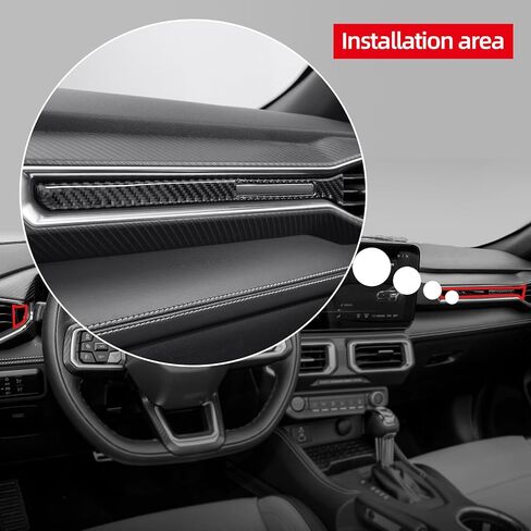 BETTERHUMZ Co-Pilot Panel Sticker Compatible with Ford Mustang 2024 2025 Carbon Fiber Decoration Strip Passenger Side Interior Accessories (Red) in Saudi Arabia