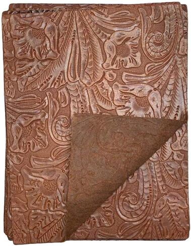 Large Floral Cowside Embossed Leather: 8.5" x 11" Pieces (Brandy, 1 Piece) in Saudi Arabia