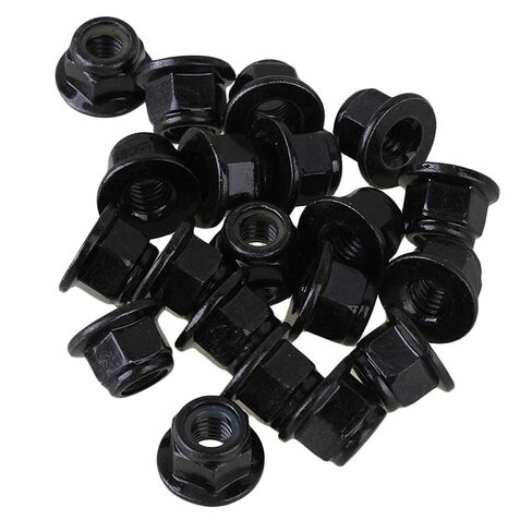 CNBTR Black M6 Zinc Plating Nylon and Carbon Steel Hex Flange Lock Nut Pack of 20 in Saudi Arabia