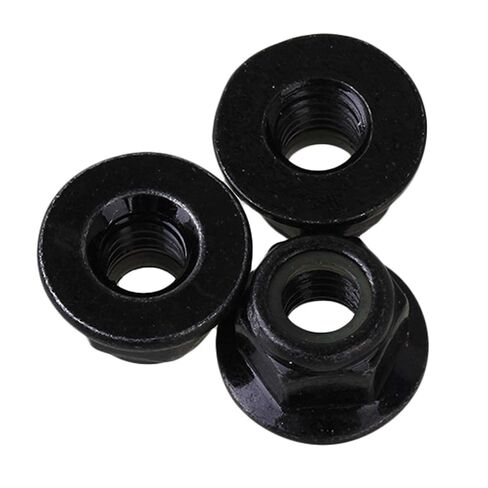 CNBTR Black M6 Zinc Plating Nylon and Carbon Steel Hex Flange Lock Nut Pack of 20 in Saudi Arabia