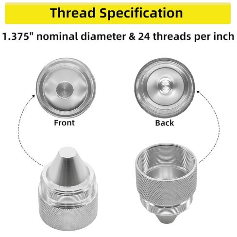 1.375X24 1.375 أجزاء مخروطية الشكل أغطية نهاية أغطية صواميل من سبائك الألومنيوم الفضية، أغطية نهاية مخروطية من الألومنيوم الملولبة لأجزاء فرايت لاينر كينوورث بيتربيلت فولفو ماك الدولية للشاحنات in Kuwait