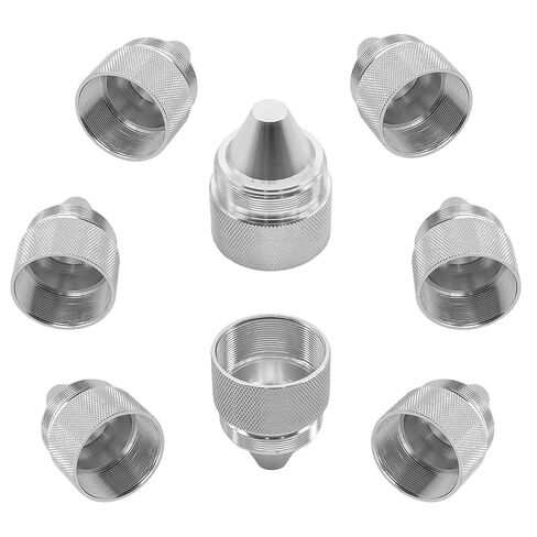 1.375X24 1.375 أجزاء مخروطية الشكل أغطية نهاية أغطية صواميل من سبائك الألومنيوم الفضية، أغطية نهاية مخروطية من الألومنيوم الملولبة لأجزاء فرايت لاينر كينوورث بيتربيلت فولفو ماك الدولية للشاحنات in Kuwait