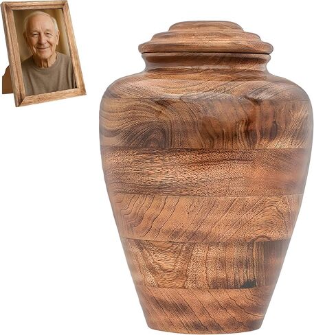 XOMI URNS Wooden Cremation Urns for Human Ashes with Photo Frame, Mango Wood Memorial Urn for Adults, Men & Women Decorative Funeral Urn – 5x4 (20 Cu in) in Saudi Arabia