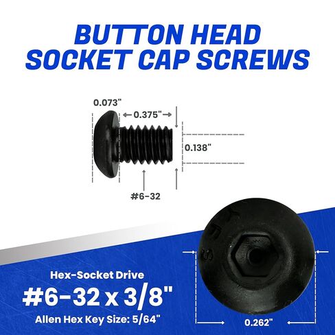 براغي غطاء مقبس رأس زر Fastenere - 6-32 × 3/8 بوصة (100 قطعة) من سبائك الصلب، ملولبة بالكامل، لمسة نهائية من أكسيد أسود ناعم، مقاومة للتآكل، خيط الآلة، سهلة التركيب مع محرك سداسي ألين in Saudi Arabia