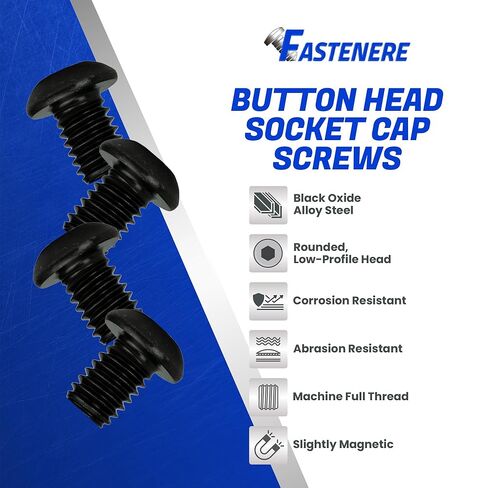 براغي غطاء مقبس رأس زر Fastenere - 6-32 × 3/8 بوصة (100 قطعة) من سبائك الصلب، ملولبة بالكامل، لمسة نهائية من أكسيد أسود ناعم، مقاومة للتآكل، خيط الآلة، سهلة التركيب مع محرك سداسي ألين in Saudi Arabia